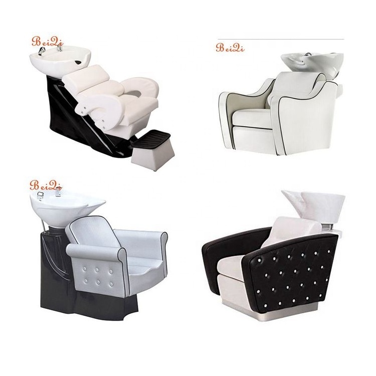 Commercial acrylic lay down washing salon shampoo chair with ceramic bowl