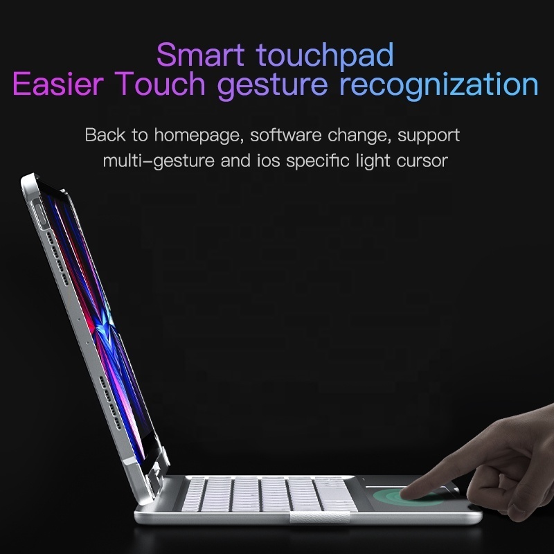 iFacomall Touchpad Keyboard Case for iPad Backlight Keyboard for Tablet Protection Wireless Keyboard Pencil Hold