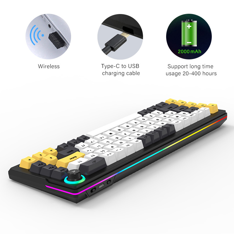 Customizable RGB USB Mechanical Gaming Keyboard Multicolor Switch 68 Keys Wired cable Game keyboard