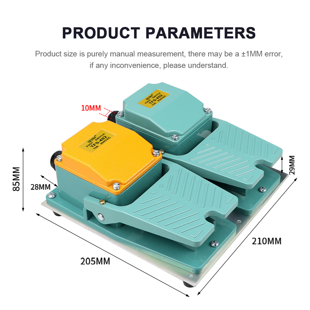 TFS-802 Dual foot pedal switch 2NO 2NC 15A 250V Momentary foot control switches
