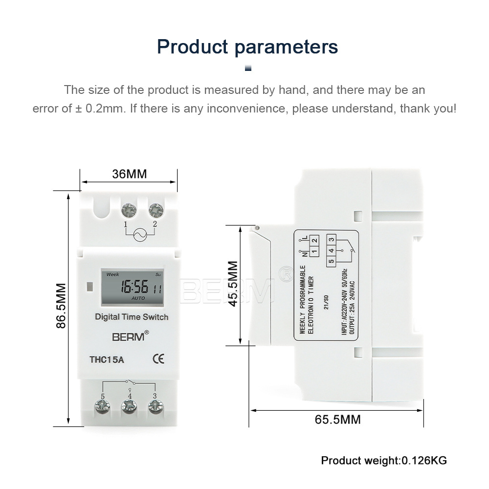 High quality THC15A 110V / 220V programmable microcomputer time control switch digital display timer