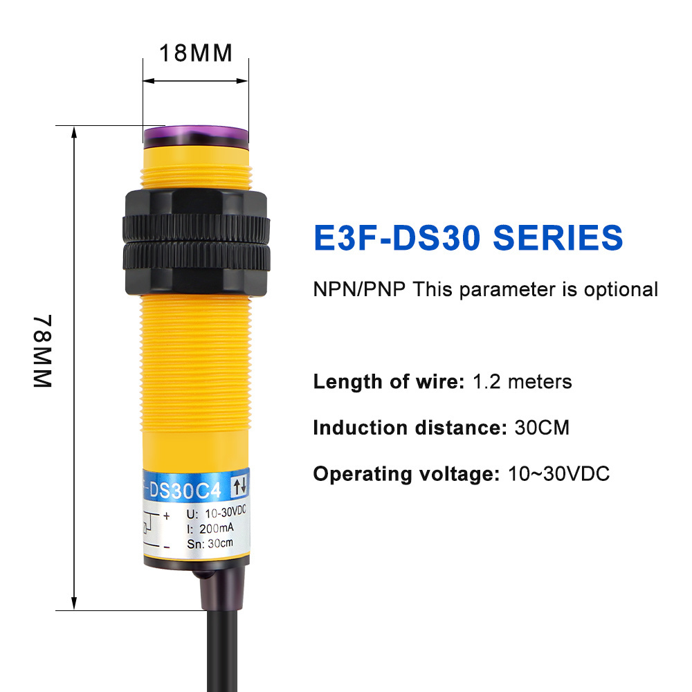 Infrared induction photoelectric switch E3f-DS30C4 three wire NPN Normally open diffuse reflection sensor