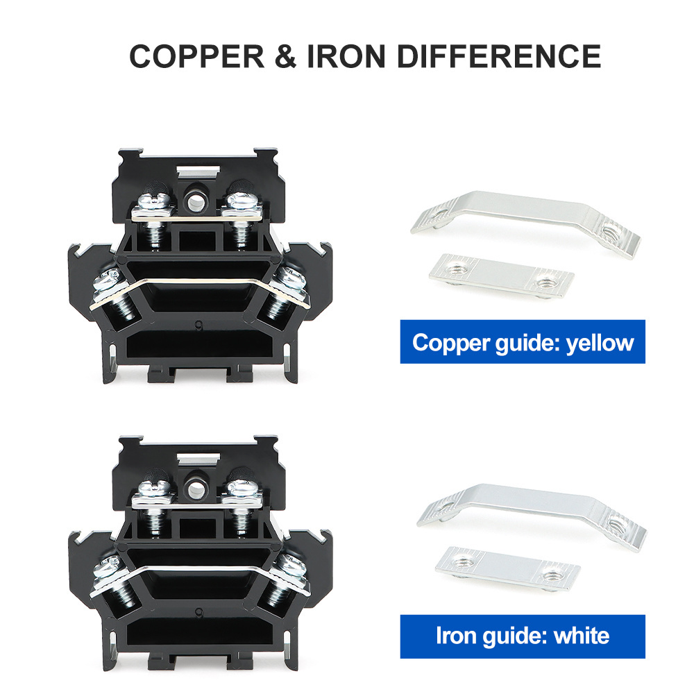 TBD Series TBD-10A 20A 30A double-layer terminal DIN rail copper guide piece combination terminal block