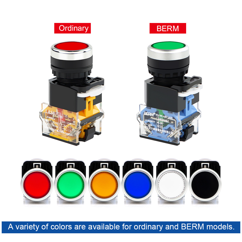 LA38 Push button switch Self-locking and self-resetting 22MM Momentary Push button switches