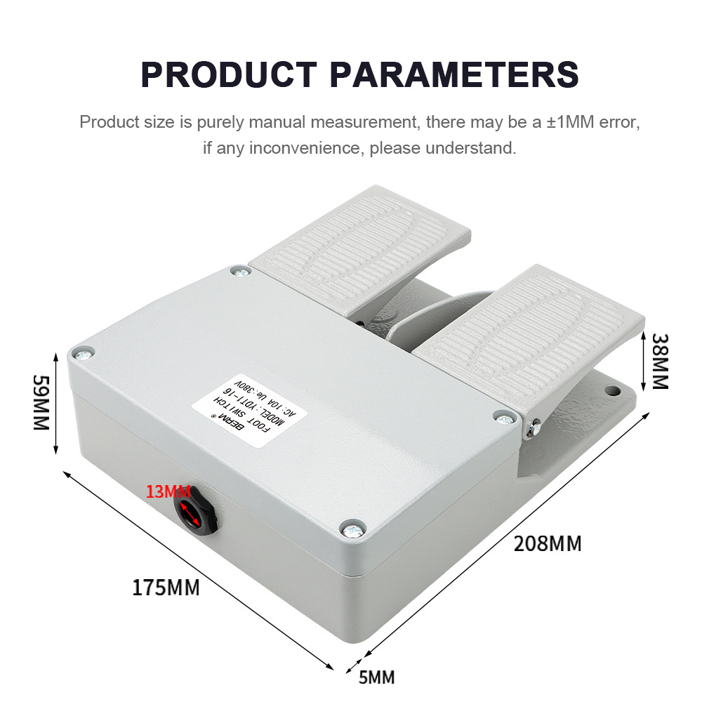 YDT1-16 Pedal Foot switch Foot step type 10A 250V Press foot switch controller