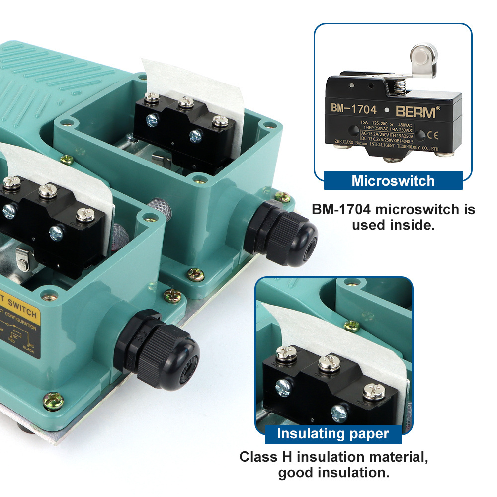 TFS-802 Dual foot pedal switch 2NO 2NC 15A 250V Momentary foot control switches