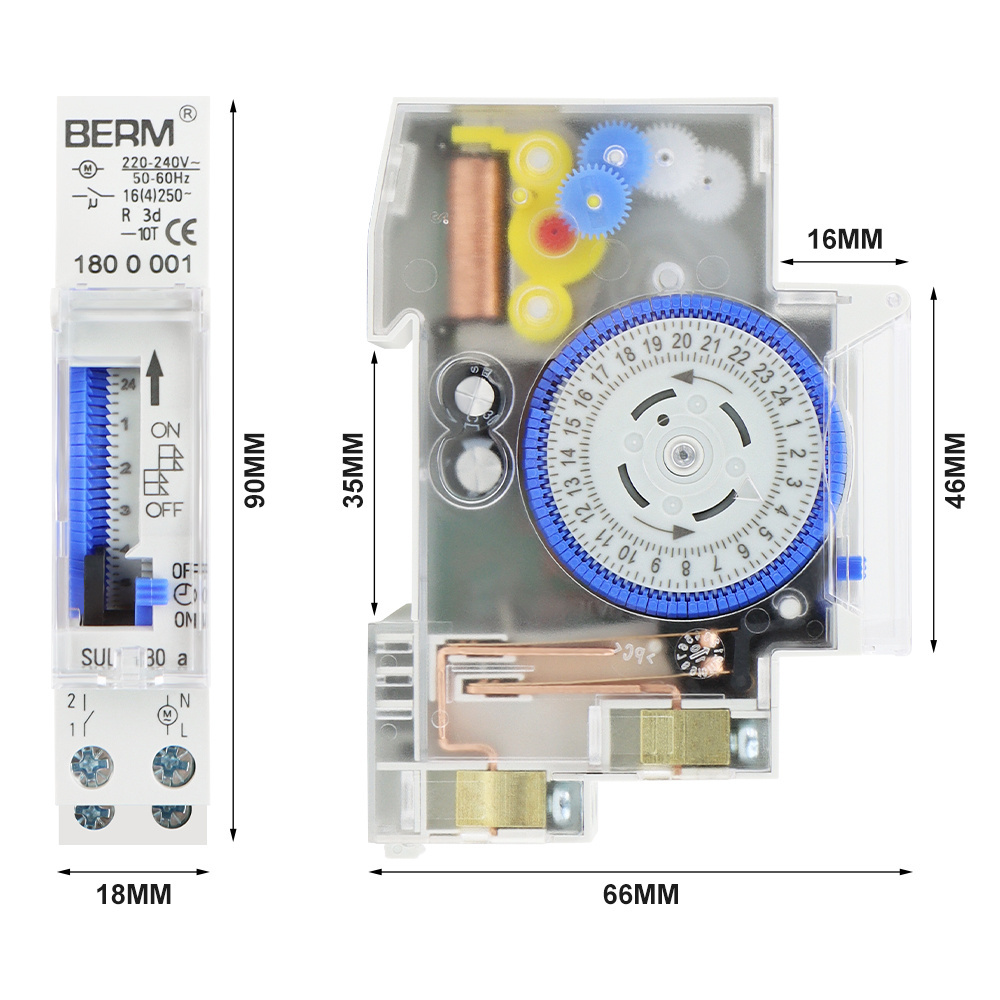 SUL180A Mechanical Timer Switch 24 hour time controller Din Rail Installation Timer Switch