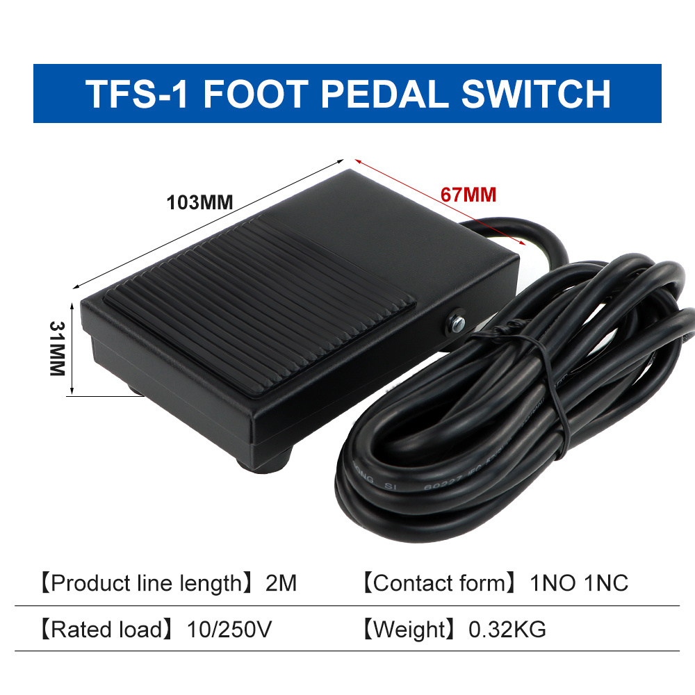 TFS-1 Iron cover foot pedal switch Self-resetting power switch NO NC non-slip bottom foot control switch