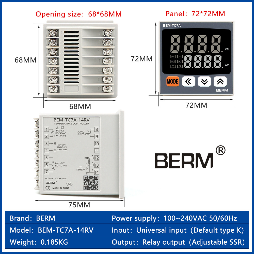 Intelligent PID high precision digital temperature controller SSR/Relay output adjustable thermostat