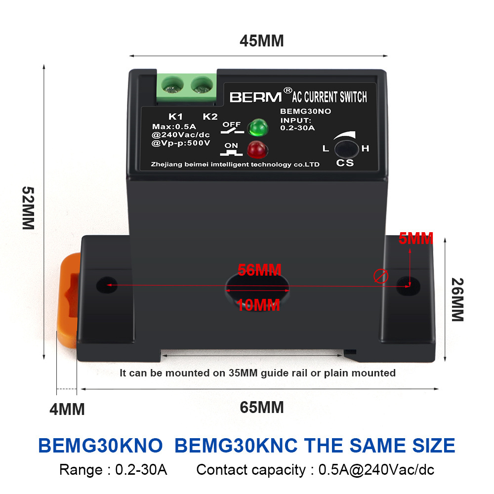 Ac current sensor switch 0.2-200A Optional linkage controller relay 240V  Current transformer self-powered sensor switch