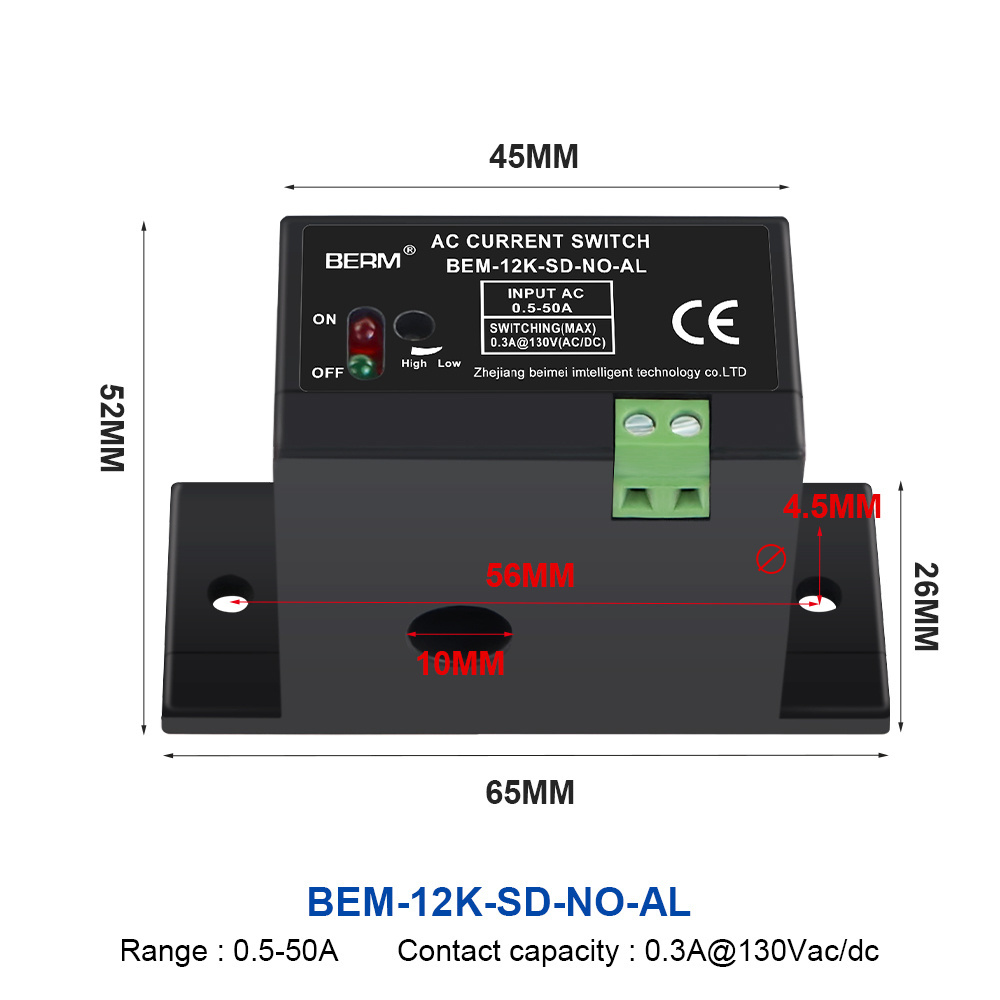 Ac current sensor switch 0.2-200A Optional linkage controller relay 240V  Current transformer self-powered sensor switch