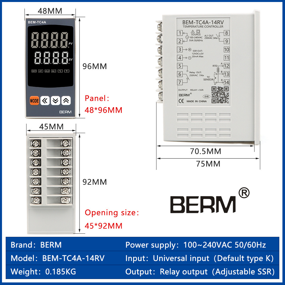 Intelligent PID high precision digital temperature controller SSR/Relay output adjustable thermostat