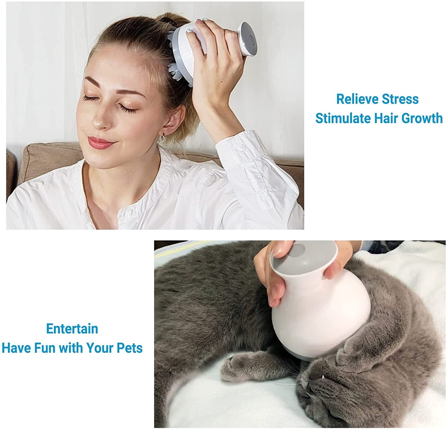 Electric head Scalp Massager Portable Scalp Automatic Head Scratcher and Handheld Cat Massager