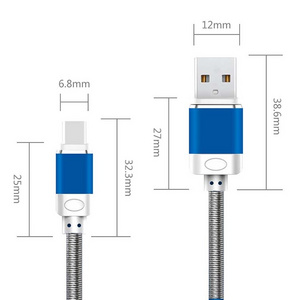 1M/2M/3M metal spring protector Fast charging date cables usb for mobile phones