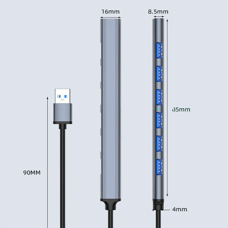 Aluminum Alloy 7 in 1 USB Hub 3.0 2.0  USB Splitter 7 Ports phone docking station Hub Adapter for Laptop Tablet PC