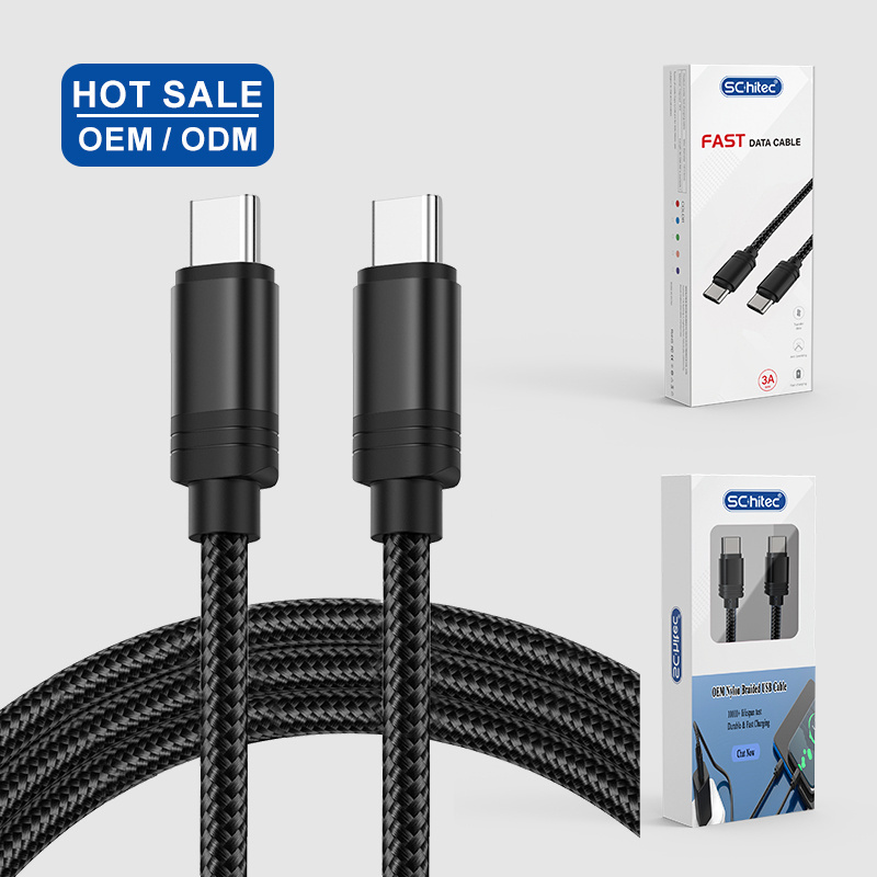 SchitecSuper Fast Charging USB C Cable 60W Nylon braided USB C to C cable For iphone huawei samsung Mobile Phone