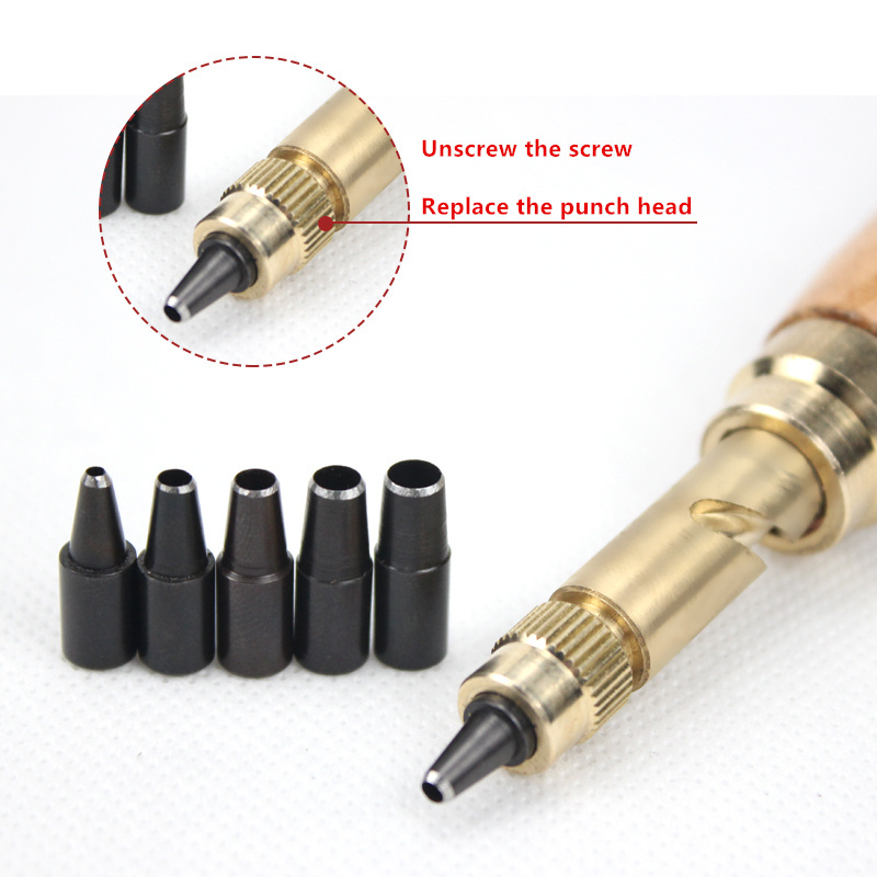 6pcs/set Automatic 1.5-4mm  Belts Punch  Replaceable Long Mute Rotary  Hole Punching Punchers  Leather craft Tools