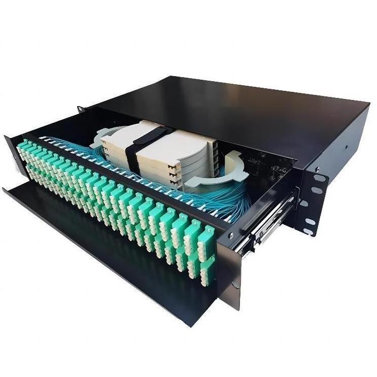 Top Quality FTTH Rack Mount 19'' Patch Panel Optic Terminal Box for SMF MMF DX Fiber SC FC ST LC Optical Adapters Connectors