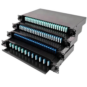 Top Quality FTTH Rack Mount 19'' Patch Panel Optic Terminal Box for SMF MMF DX Fiber SC FC ST LC Optical Adapters Connectors