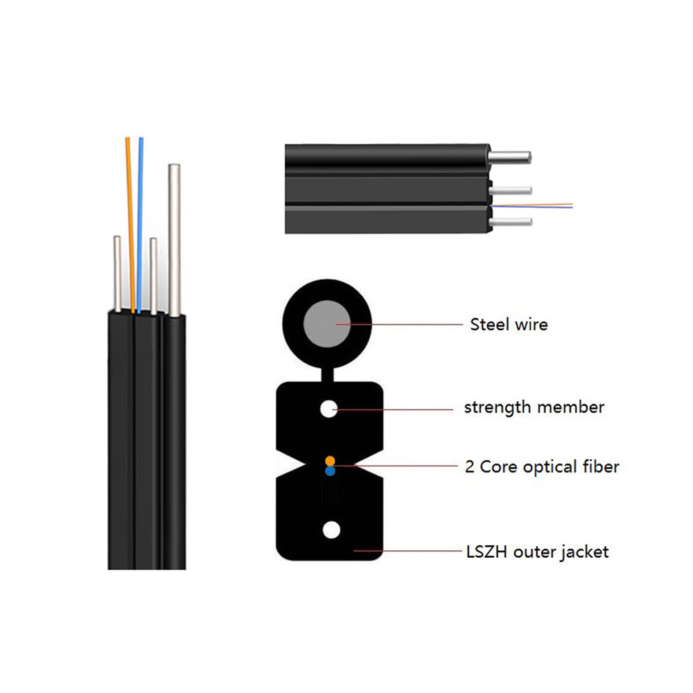 Manufacturer Price  OEM Cable Service Fiber Optical Drop Cable 1KM Price FTTH Optical Fiber Cables Wires