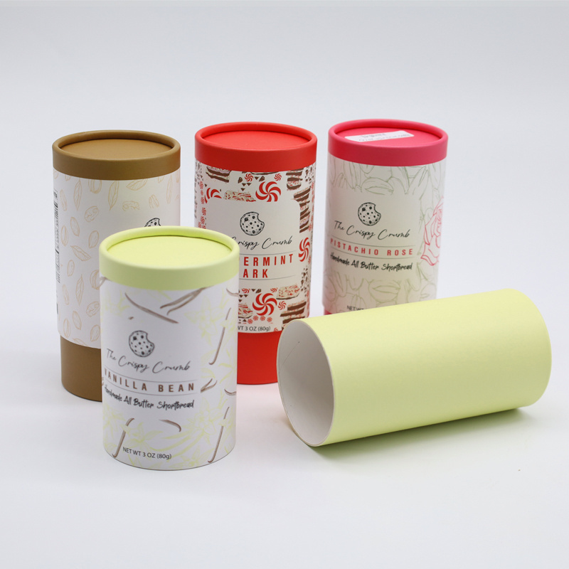 Custom Recycled Tea Packaging With Metal Lid Biodegradable Kraft Cardboard Tube Loose Leaf Tea Can Cylinder Paper Packaging