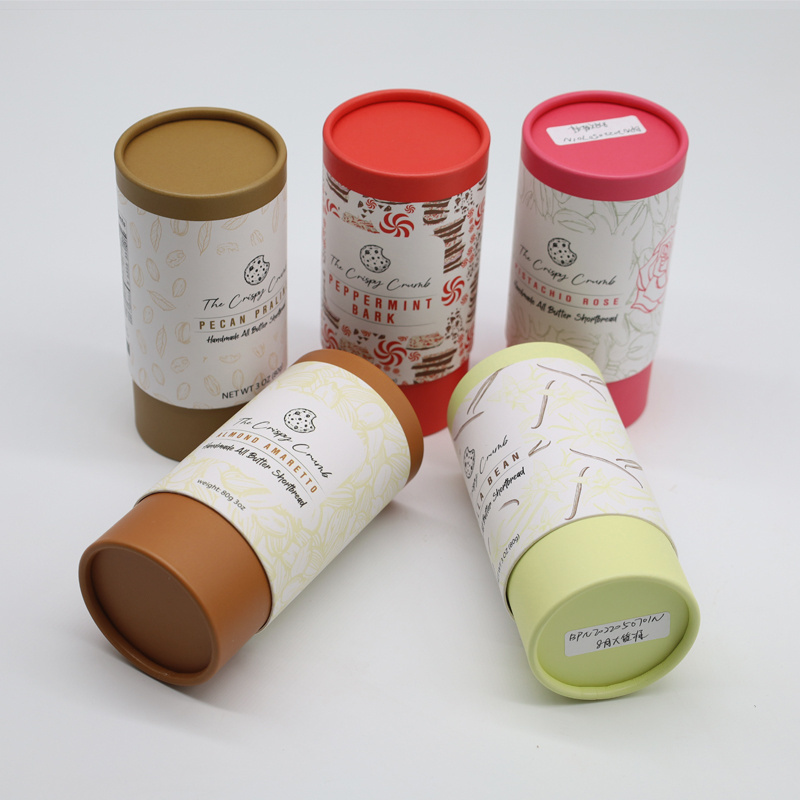 Custom Recycled Tea Packaging With Metal Lid Biodegradable Kraft Cardboard Tube Loose Leaf Tea Can Cylinder Paper Packaging