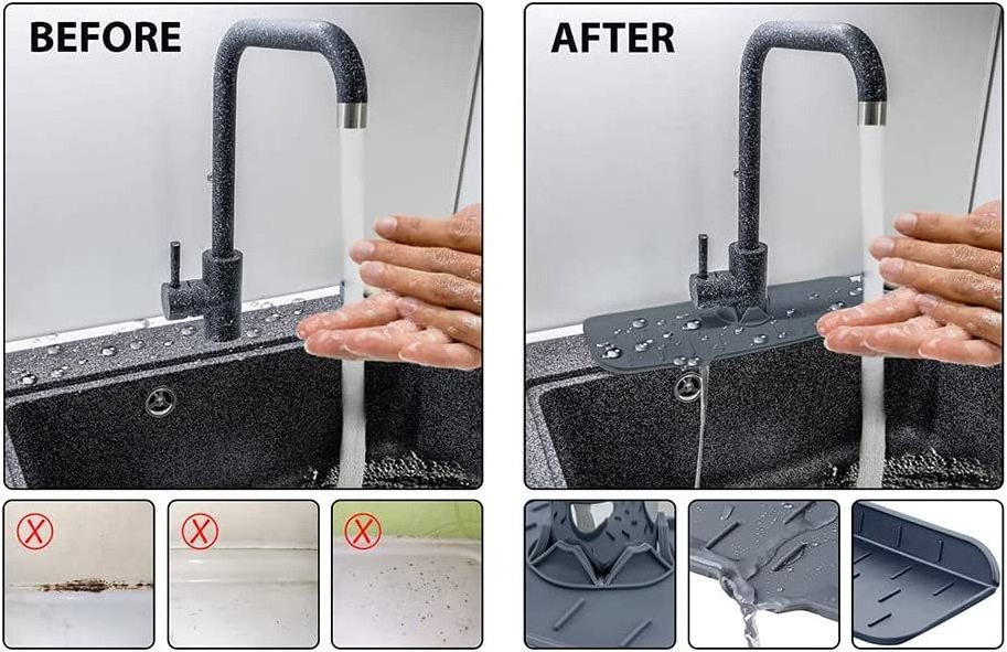 Waterproof Drying Silicone Sink Splash Guard Mat Silicone Sink Faucet Draining Mat For Kitchen