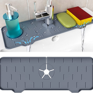 Waterproof Drying Silicone Sink Splash Guard Mat Silicone Sink Faucet Draining Mat For Kitchen