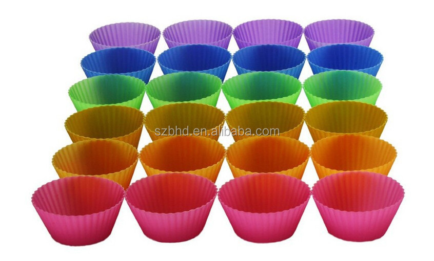 Wholesale BPA Free Silicone Cake Baking Molds Heat Resistant Muffin Cups Food Grade Reusable Silicone Cupcake Liners