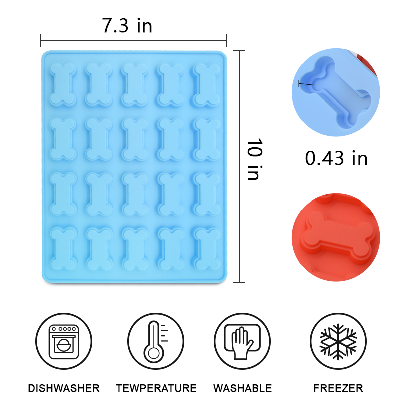 100%  Food Grade Reusable Paw and Dog Bone Mold Silicone Baking Molds 2pcs Biscuits Cookies Candy Muffin Mold