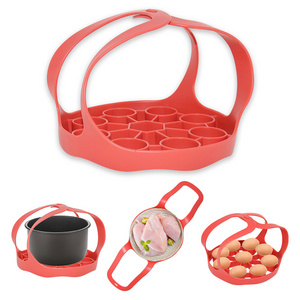 Portable Nonstick Silicone Pressure Cooker Bakeware Sling Heat Resistant Multi-functional Egg Steamer Rack Basket with Handles