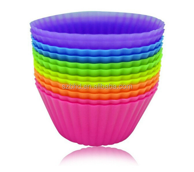 Wholesale BPA Free Silicone Cake Baking Molds Heat Resistant Muffin Cups Food Grade Reusable Silicone Cupcake Liners