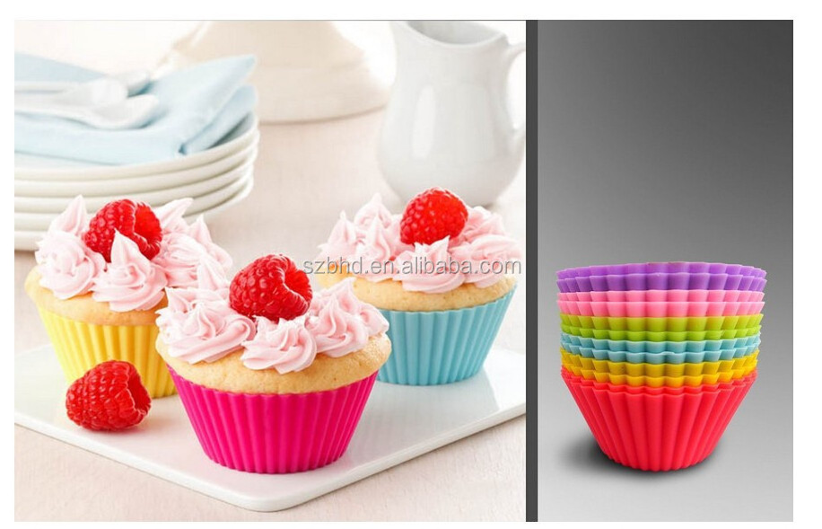 Wholesale BPA Free Silicone Cake Baking Molds Heat Resistant Muffin Cups Food Grade Reusable Silicone Cupcake Liners