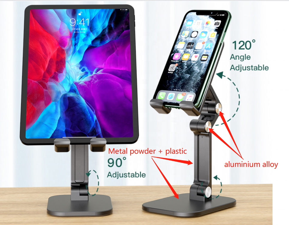 Top Seller Universal Foldable Desk Phone And Tablet Holder Practical Stand For iPad Pro Stand Powder Metallurgy Phone Holder