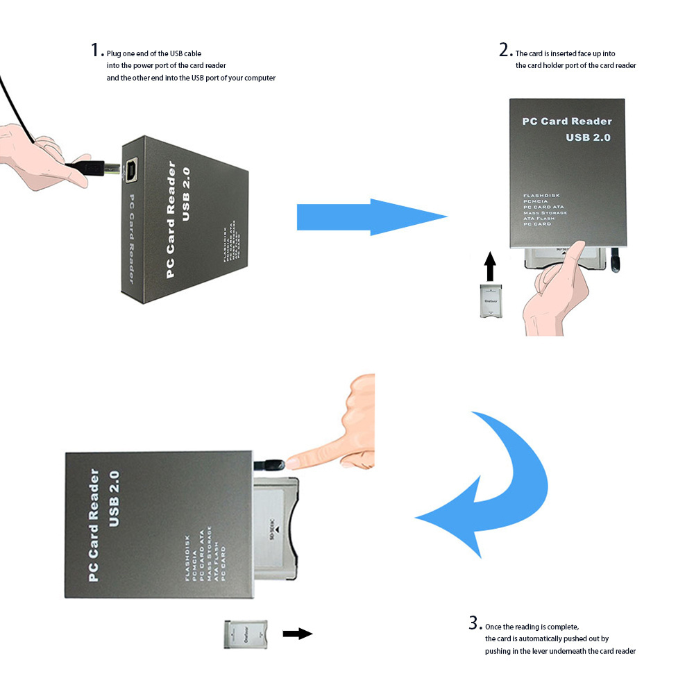 USB2.0 Interface to Read Flashdisk PC ATA Flash  Memory Card Reader Hot Swap PCMCIA Card Reader Adapter