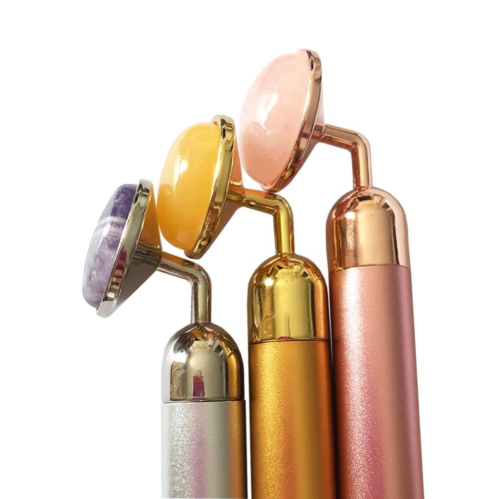 Cosmetic beauty tool T-shaped beauty bar 24k golden vibrating facial massager