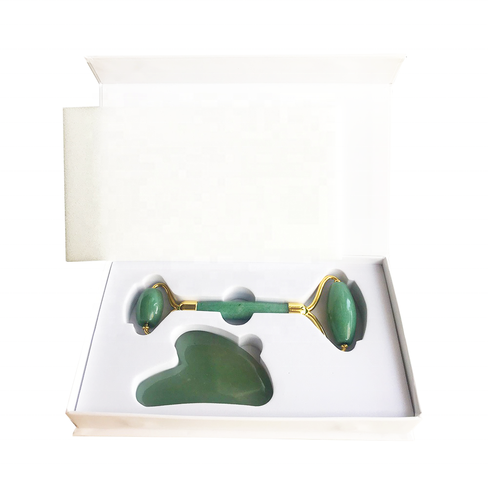 Hot sale product skin lifting custom jade green guasha set face roller for selfcare