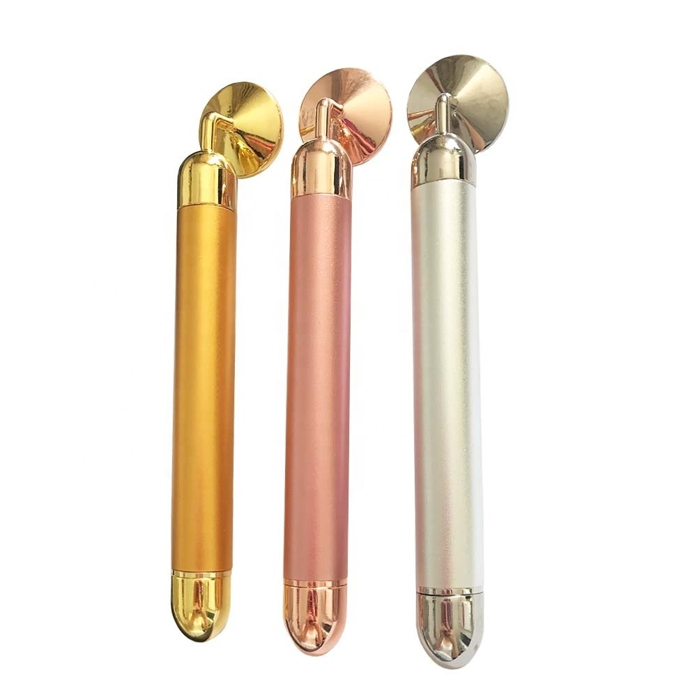 Cosmetic beauty tool T-shaped beauty bar 24k golden vibrating facial massager