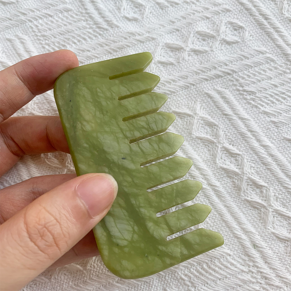 Wholesale hair care tool natural jade comb body guasha massager for homeuse