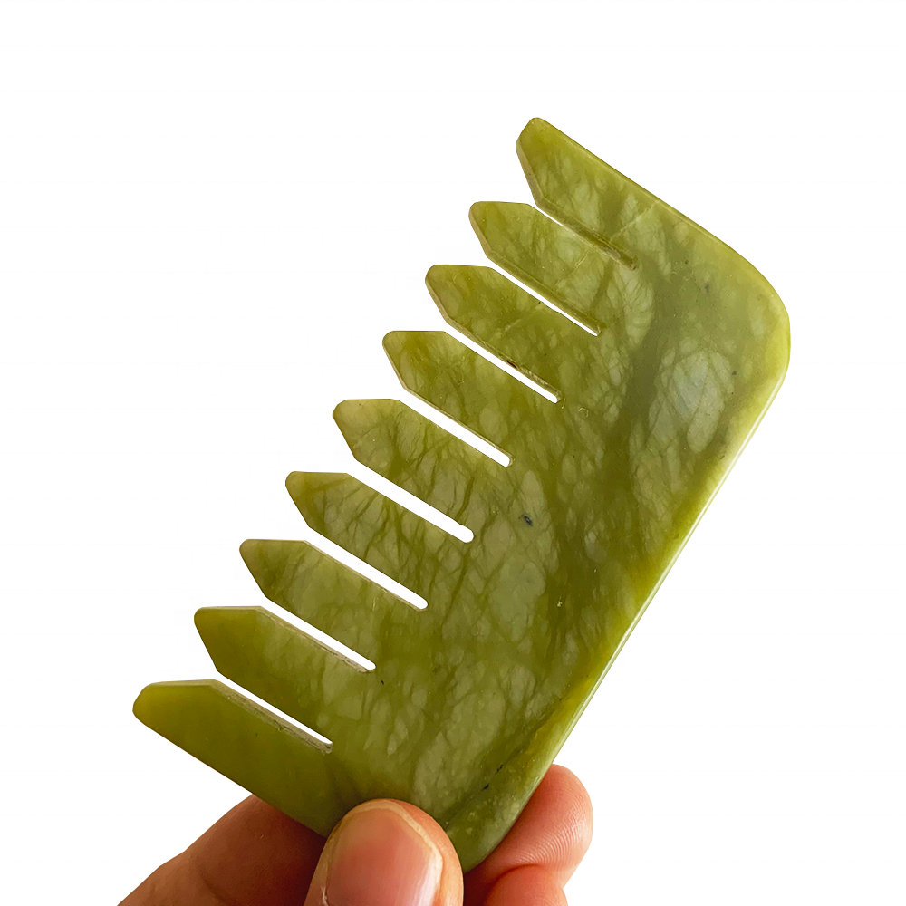 Wholesale hair care tool natural jade comb body guasha massager for homeuse