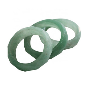 Men's Gemstone Band Rings Faceted Green Aventurine Stone Ring For Men