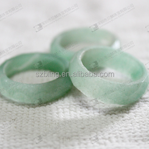 Men's Gemstone Band Rings Faceted Green Aventurine Stone Ring For Men