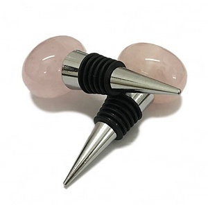 Natural Gemstone Rose Quartz Wine Stoppers Customized Stone Wine Stoppers