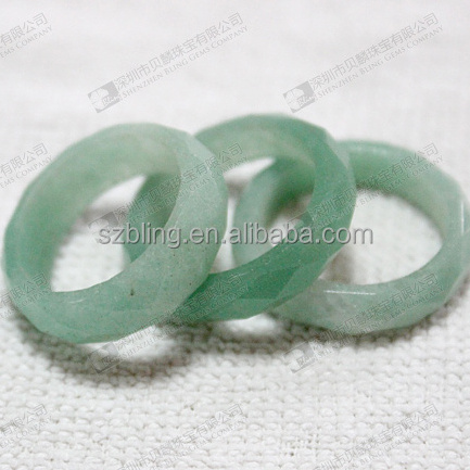 Men's Gemstone Band Rings Faceted Green Aventurine Stone Ring For Men