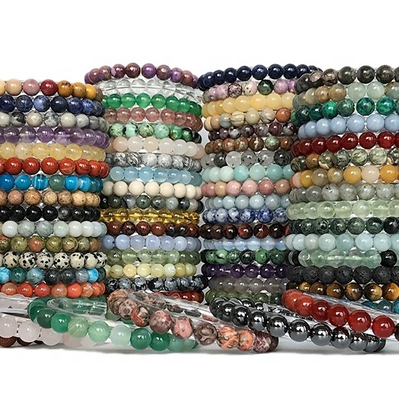 Healing Stone Bracelets Gemstone Beaded Bracelets Wholesale Round Beaded Crystal Bracelets