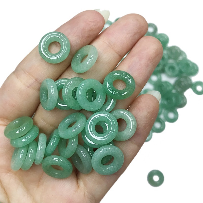 Green Aventurine Donuts Natural Green Stone Rings Wholesale Gemstone Donuts