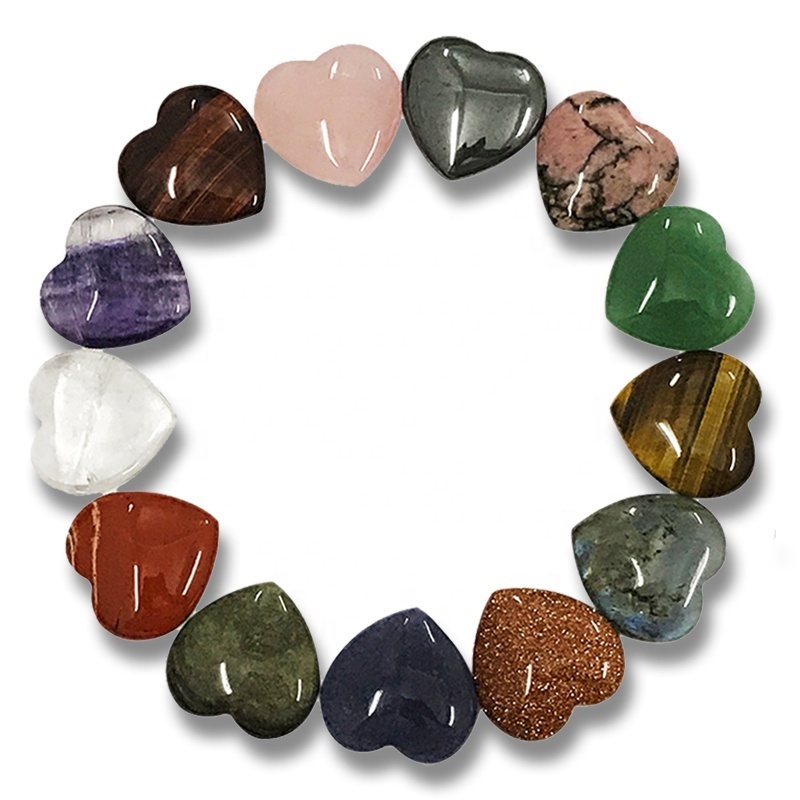 1 inch Bulk Sale Heart Shaped Love Stones Mixed Color Healing Crystal Stone Hearts