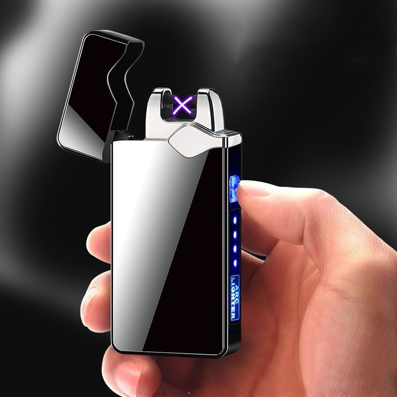 NEW Fashion USB Rechargeable Electronic  Lighter, Double Arc Plasma Lighter with Battery Indicator