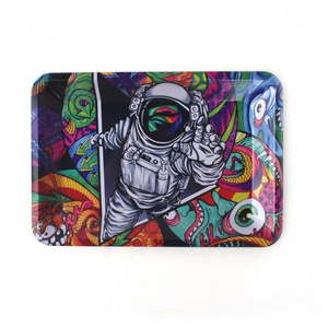 Wholesale Low Moq Cute Metal Custom Rolling Tray Set Tin Smoking Tray With Lighter And Grinder