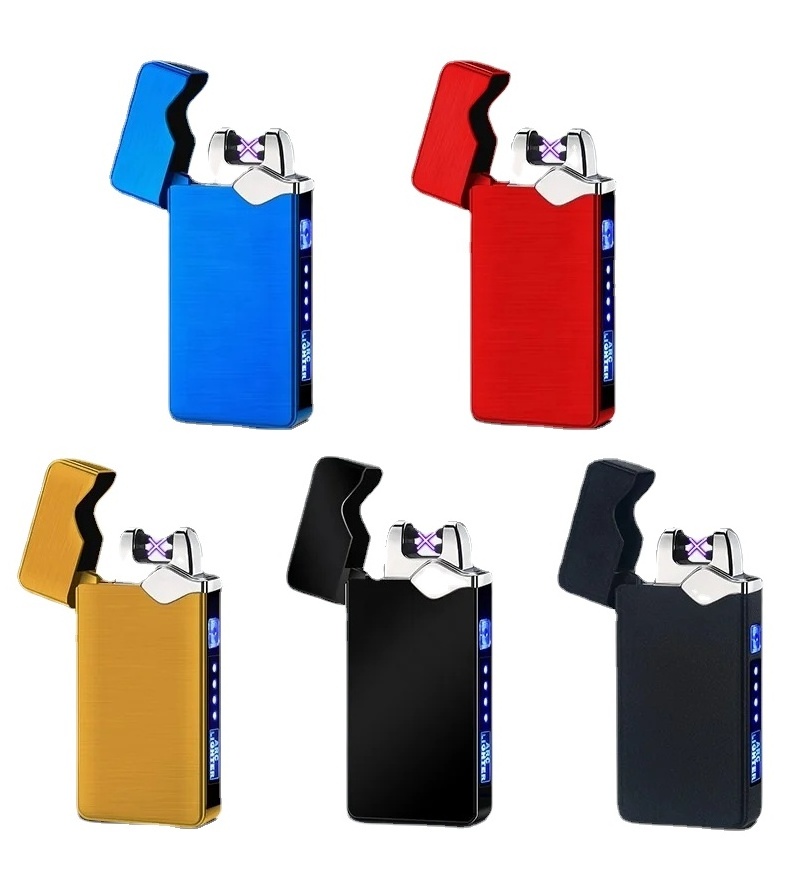 NEW Fashion USB Rechargeable Electronic  Lighter, Double Arc Plasma Lighter with Battery Indicator